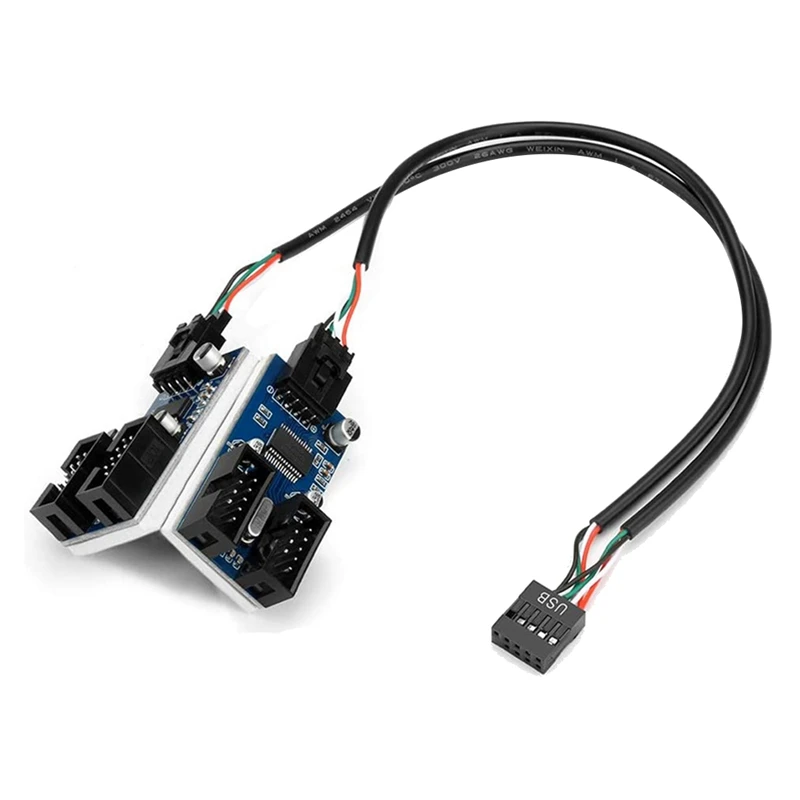 

Motherboard USB 2.0 9Pin Header 1 To 4 Extension Hub Splitter Adapter Converter 30CM 9-Pin Internal Cable