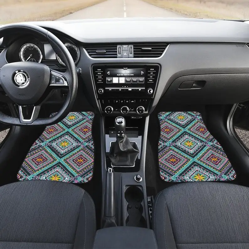 

Ethnic Decor Car Floor Mats Set, Front and Back Floor Mats for Car, Car Accessories