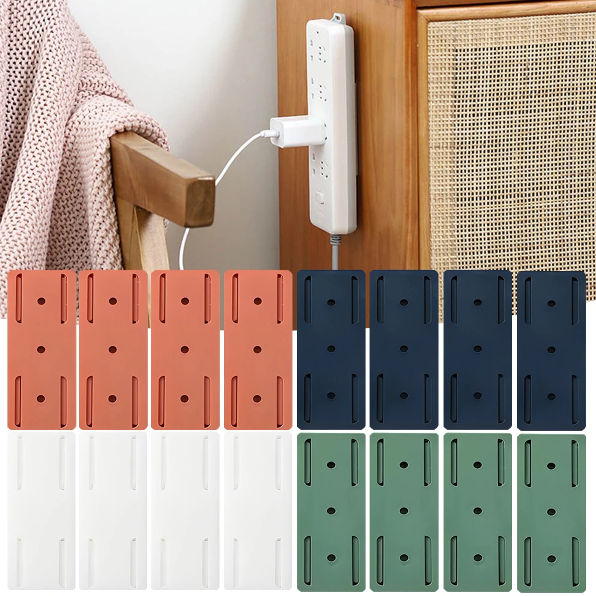 

New 16Pcs Socket Fixer Wall Mount Socket Bracket Self-Adhesive Power Strip Holder Punch Free Socket Stand for WiFi Router
