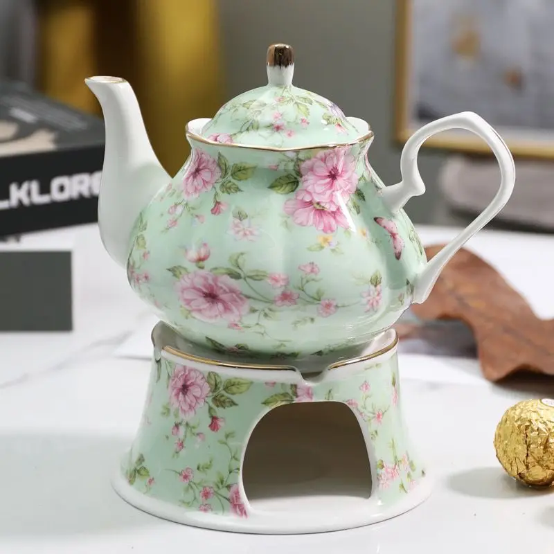 

Teapot China With British Heating Fine Warmer Base Set Holding Furnace Ceramic High-grade Porcelain Teapot Tea English