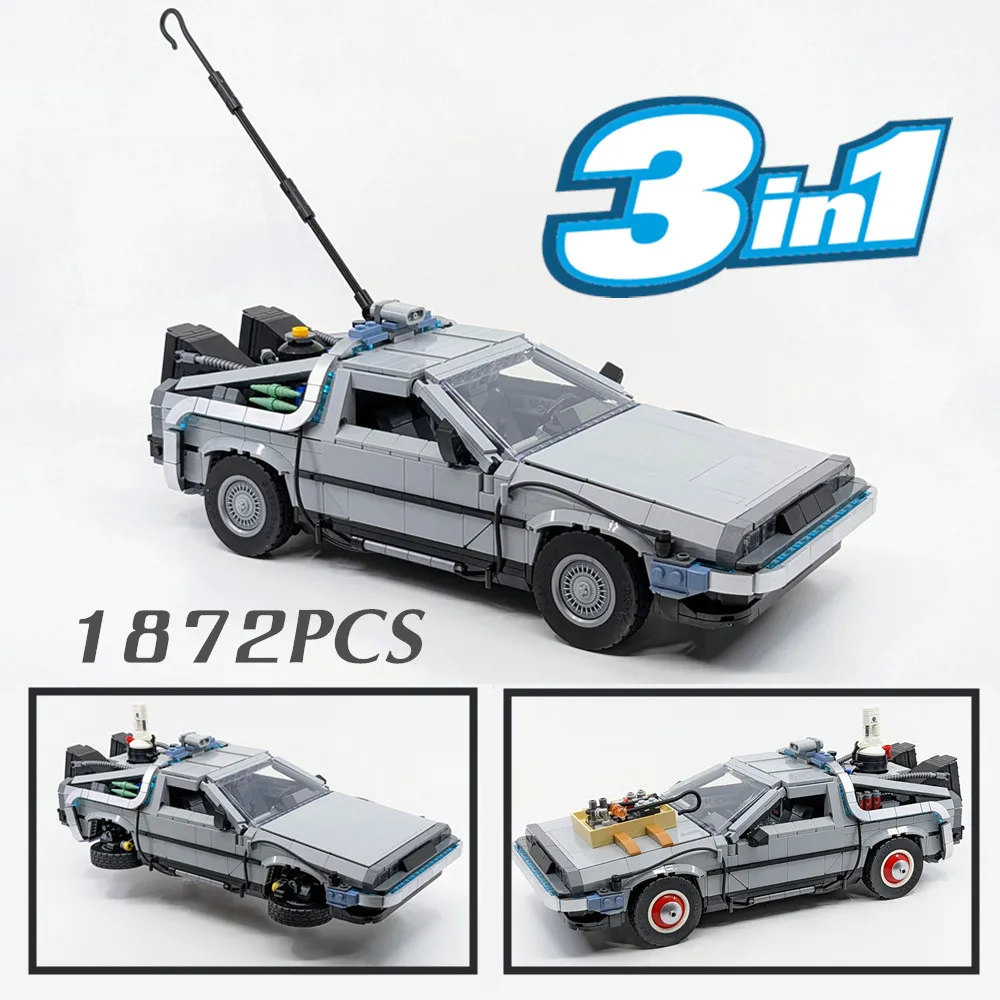 

1872PCS Back To The Future Time Machine Supercar DeLorean DMC-12 Model Fit 10300 Building Kit Block Bricks Toys Kid Gift
