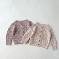 autumn baby girl hollow knitted sweater cardigans toddler newborn long sleeves jackets children knitted coat tops