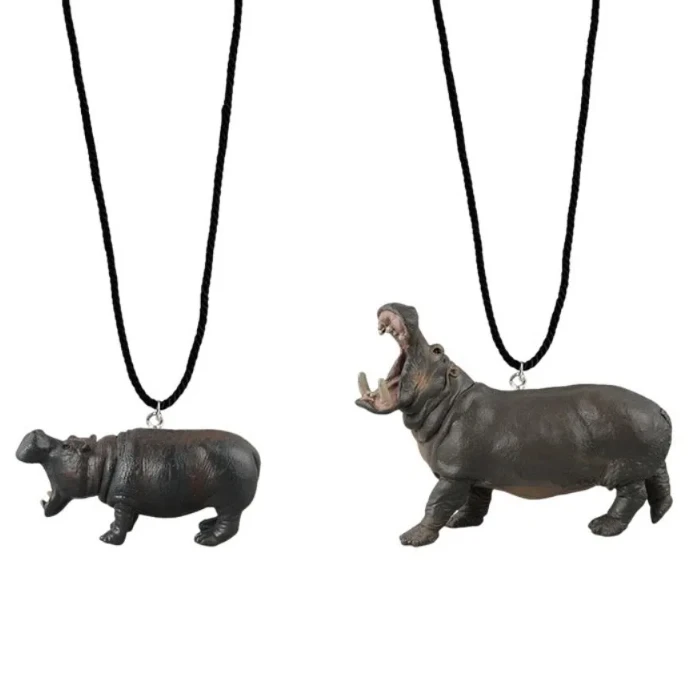 Надувная свинья Moo Deng ожерелье нерегулярная кукла-бегемот пигми серьги-бегемот