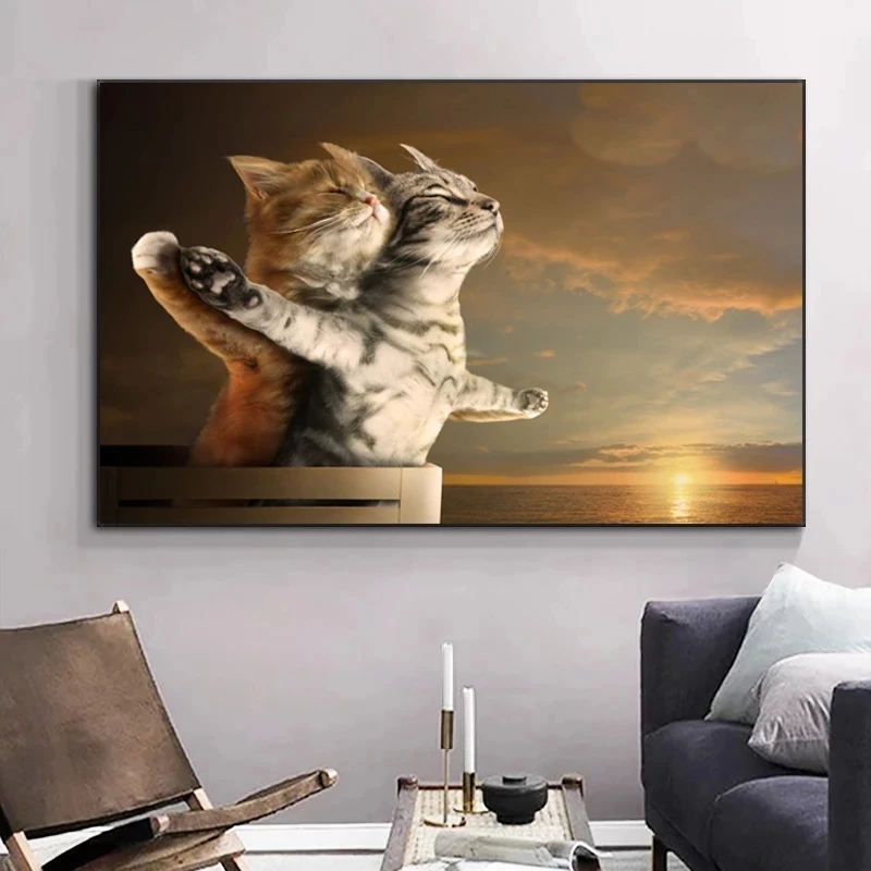 

Wall Art HD Printed Cat on Deck Ship Pictures Canvas Home Decor Modular Funny Animal Painting No Frame Cuadros For Living Room