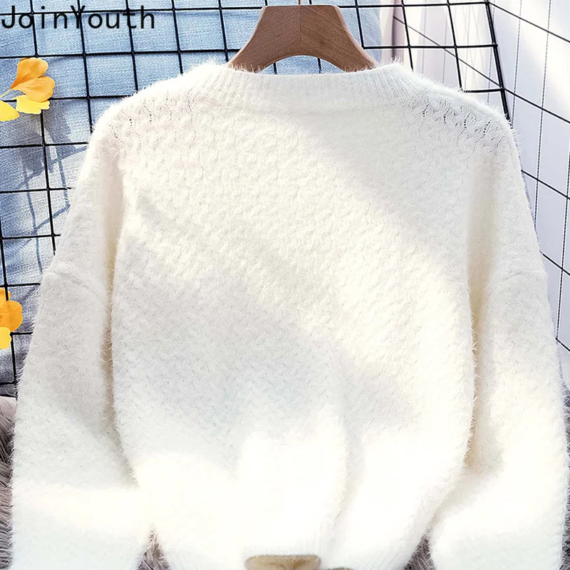 Женские объемные кашемировые свитера Joinyouth из меха норки и кашемира свободные