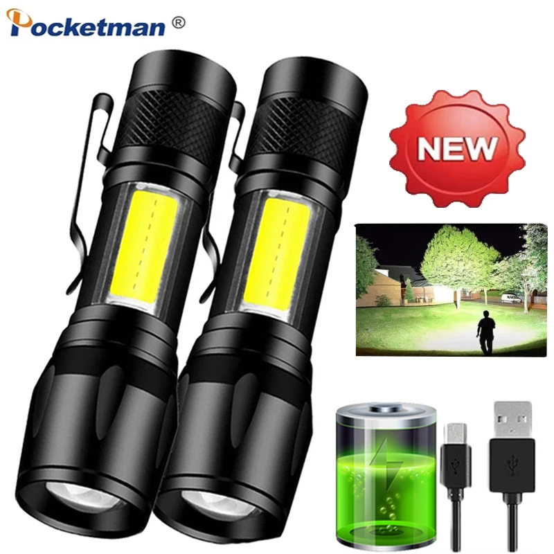 

9000000Lumen Built In Battery Q5 Zoomable Focus Mini Led Flashlight Torch Lamp Lantern Adjustable Penlight Waterproof Light