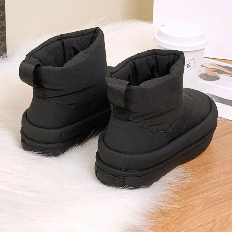 Удобные пуховые тканевые кроссовки 3 5 см из натуральной кожи на танкетке зимние