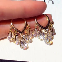new fashion tassels exquisite luxury charm earrings for lady hoop earrings delicate water droplet geometry zircon pendant gfit