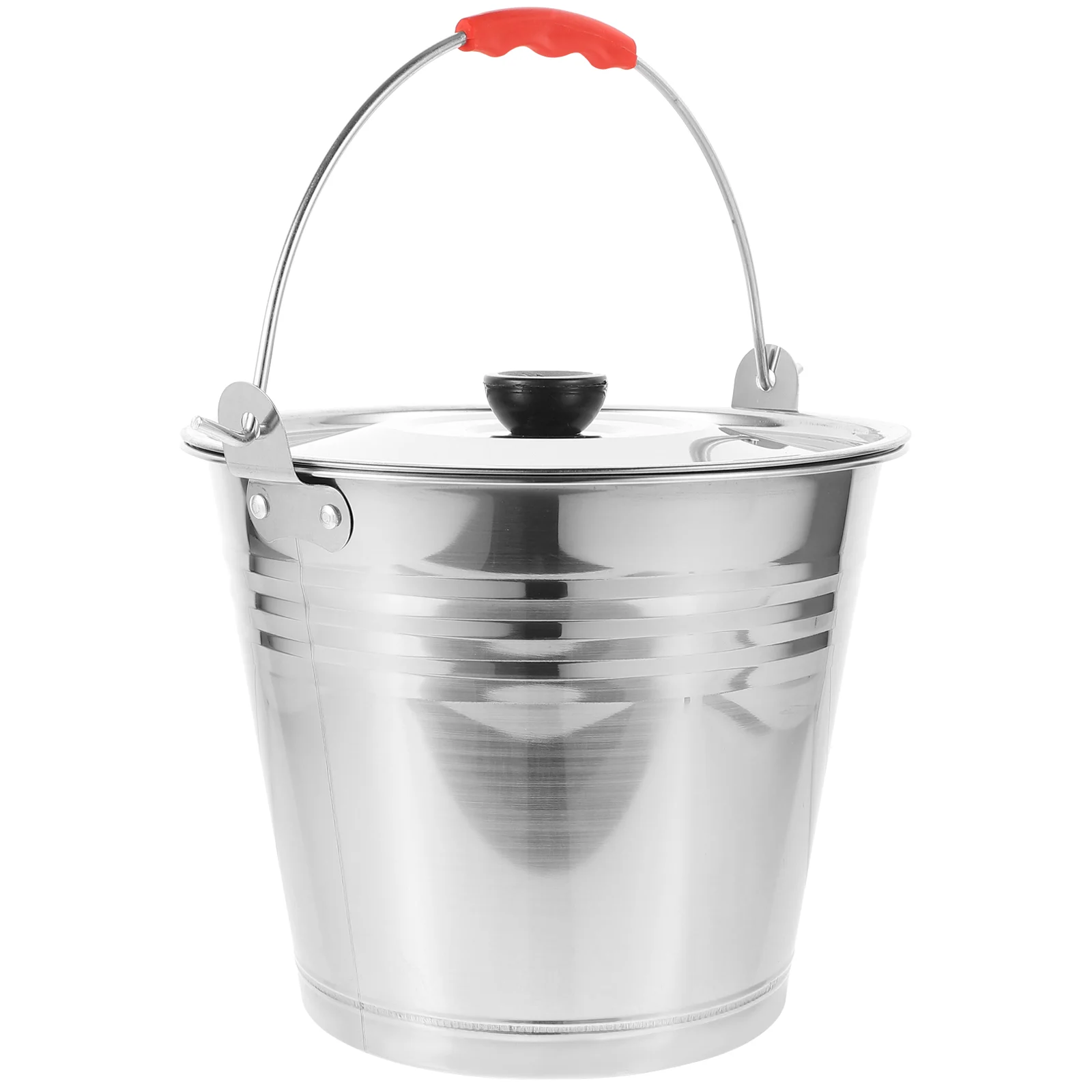 

Stainless Steel Bucket with Lid: Metal Pail Rustic Cans with Lid Tinplate Pails 22CM Hanging Flower Bucket Farmhouse Planter