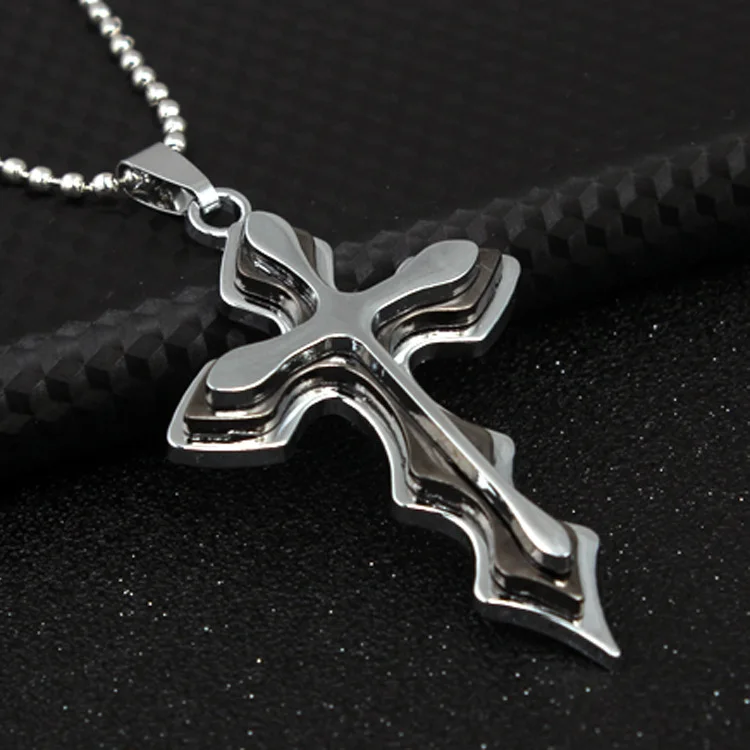 

Mens Jewellery Wavy Cross Necklace Men Handsome Hip Hop Punk Party Stainless Steel Jewelry Chain for Men Anniversary Gift Collar