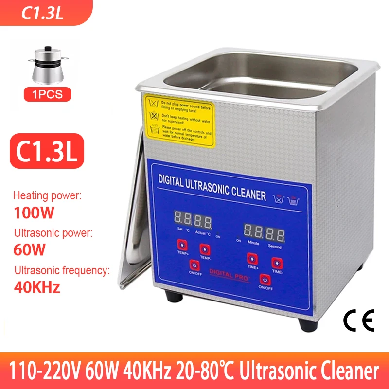 

Digital Ultrasonic Cleaner 1.3L 60W Washing Machine Necklace Oxides Rust Oil Washer Ultrasound Bath Sonic for Home Appliance