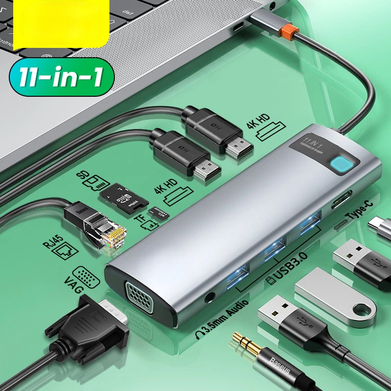 

USB Type C HUB USB C to HDMI-compatible RJ45 SD Reader PD 100W Charger USB 3.0 HUB For MacBook Pro Dock Station Splitter