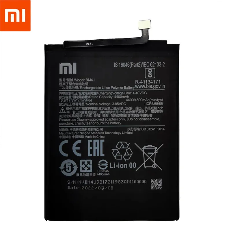 100 original 4500mah bm4j battery for xiaomi redmi note 8 pro note8 pro genuine replacement phone battery gift tools stickers free global shipping