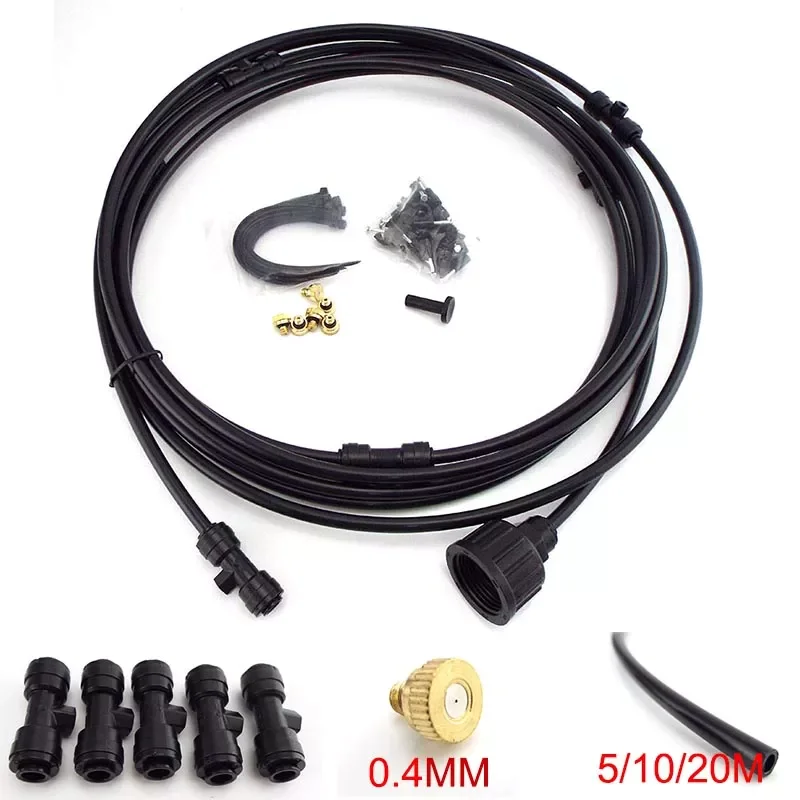 

10/20M 1/4'' 6.35mm Garden water Pipe Misting Cooling fog hose tube System Kit For Greenhouse Patio Waterring Irrigation