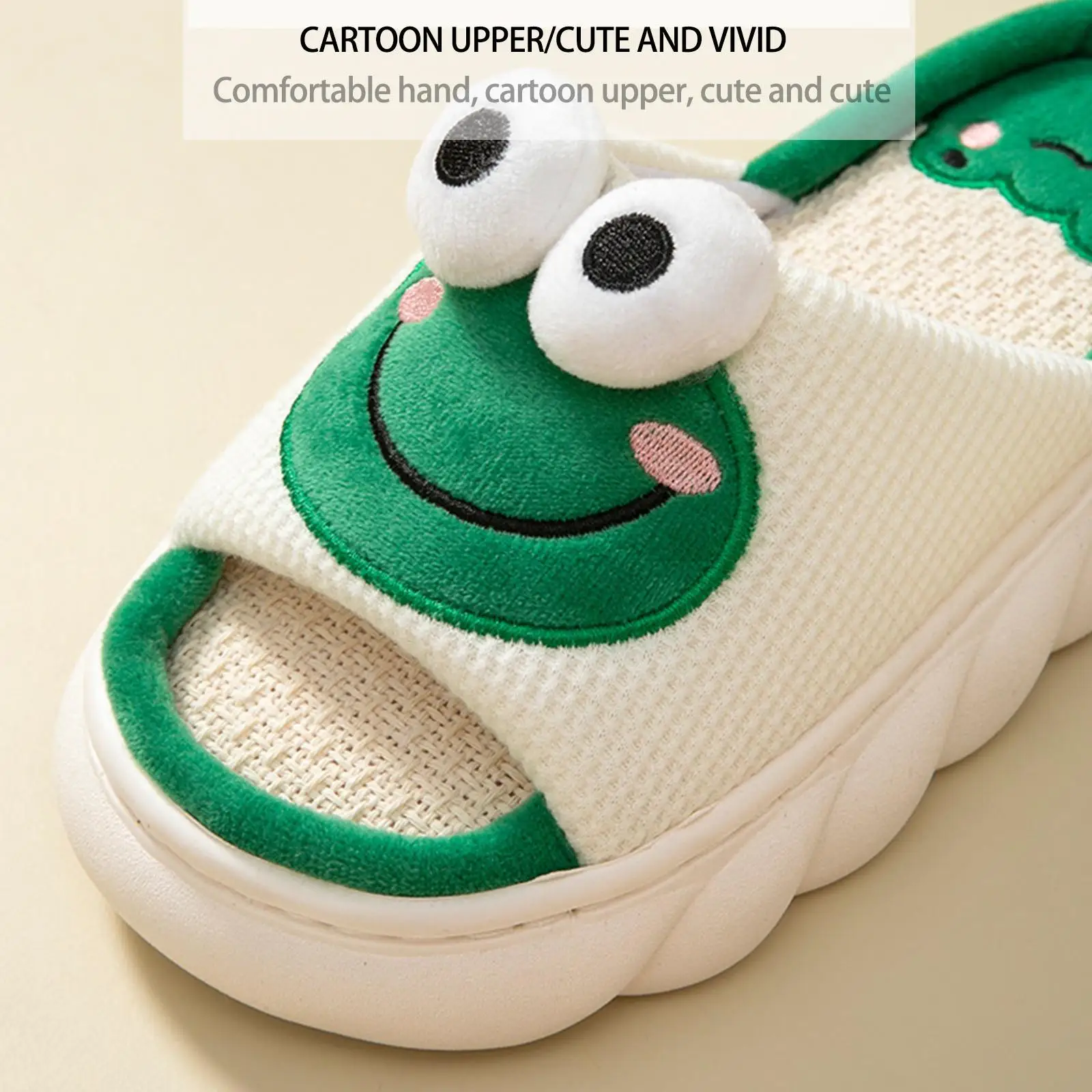 Женские льняные тапочки с принтом в ассортименте