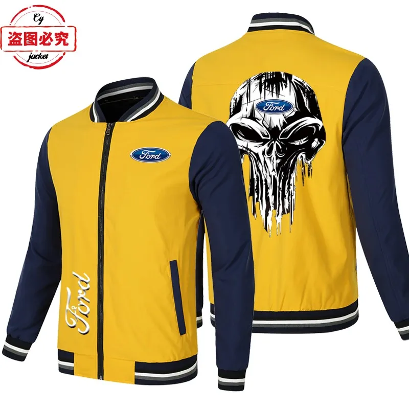 Фото WRC Rally Ford Racing Car Logo Куртка Свободная мужская бейсбольная куртка с длинным рукавом соответствующего цвета Куртка с логотипом автомобиля Ford №4