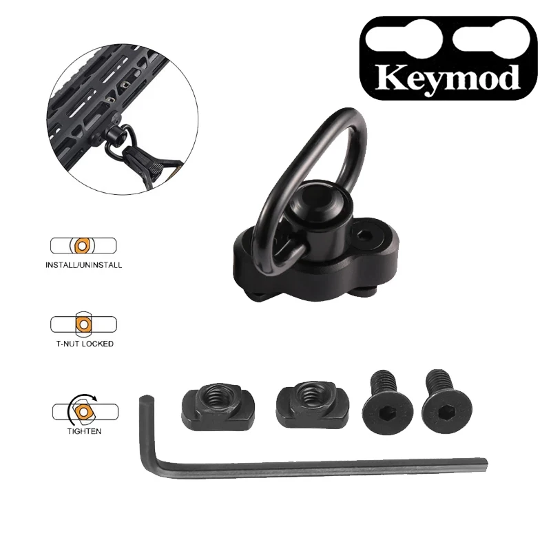 

Шарнирный адаптер Keymod QD для винтовки, двухточечная кнопка, быстрое отсоединение, 1-1/4 дюйма, ремешок 1,25 дюйма, цилиндрическая основа для охот...