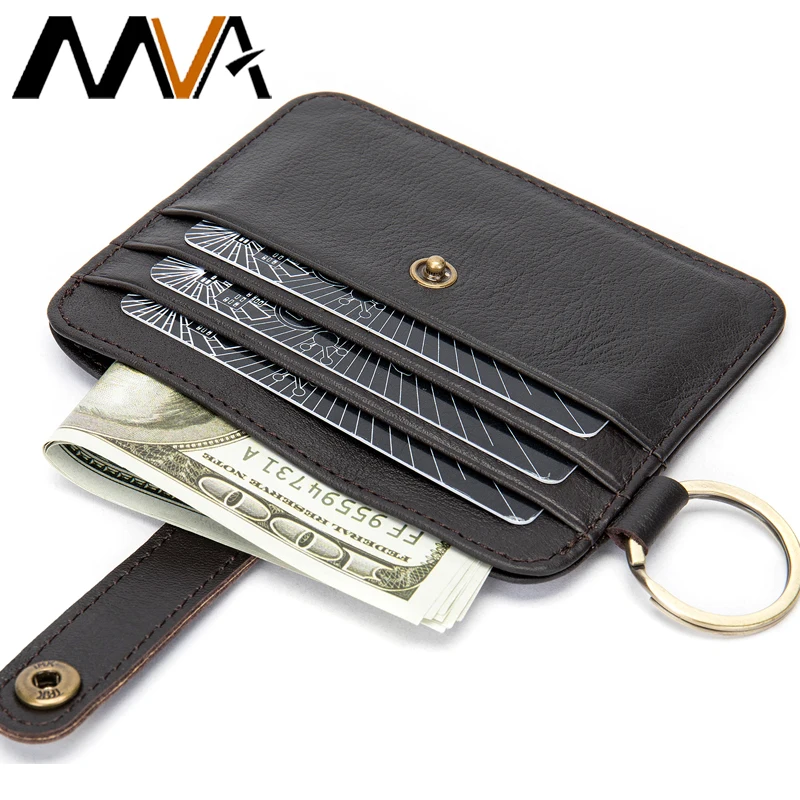 

MVA Luxury Card Wallet Men Women Business Card Case Mini Small Wallet Change Bag Coin Purse Credit CardHolder Case With Key Ring