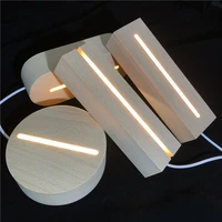 wood led base with warm white light usb powered 3d acrylic base led glass resin night light display stand bedroom lighting