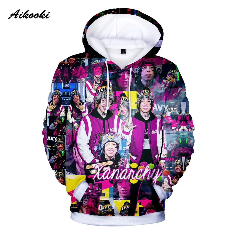 

Толстовка с длинным рукавом для мужчин и женщин, креативный Модный свитшот с забавным мультяшным 3D-принтом Lil Xan xанархии, Повседневный пулов...