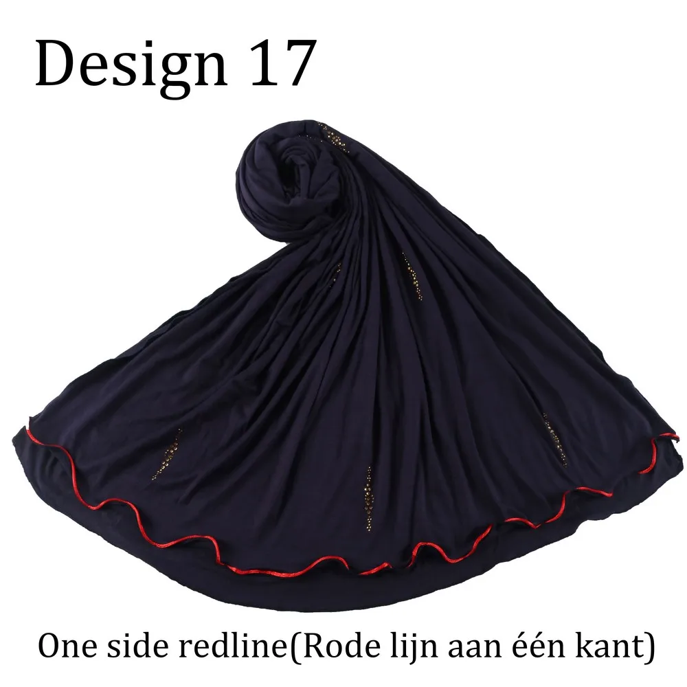 one side Redline D17  Cotton Muslim Headscarf Jersey Hijab Wrap Scarf Islamic Women Turban Head Shawls