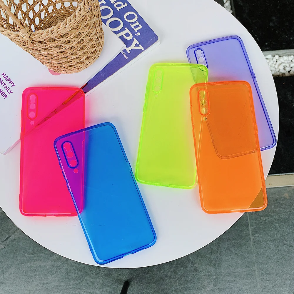 

Fluorescent Case For Redmi Note 10 9 8 7 Pro 10S K20 K30 K40 XiaoMi Mi 11 10 9 8 CC9 9T Candy Color Clear Soft TPU Cover