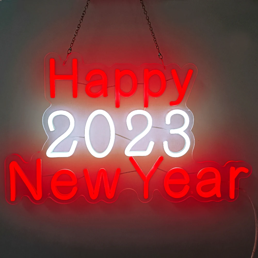 Happy New Year 2023 Led Neon Sign Merry Christmas Light Signs for Party Home Decorations Indoor 22 x 13 inches