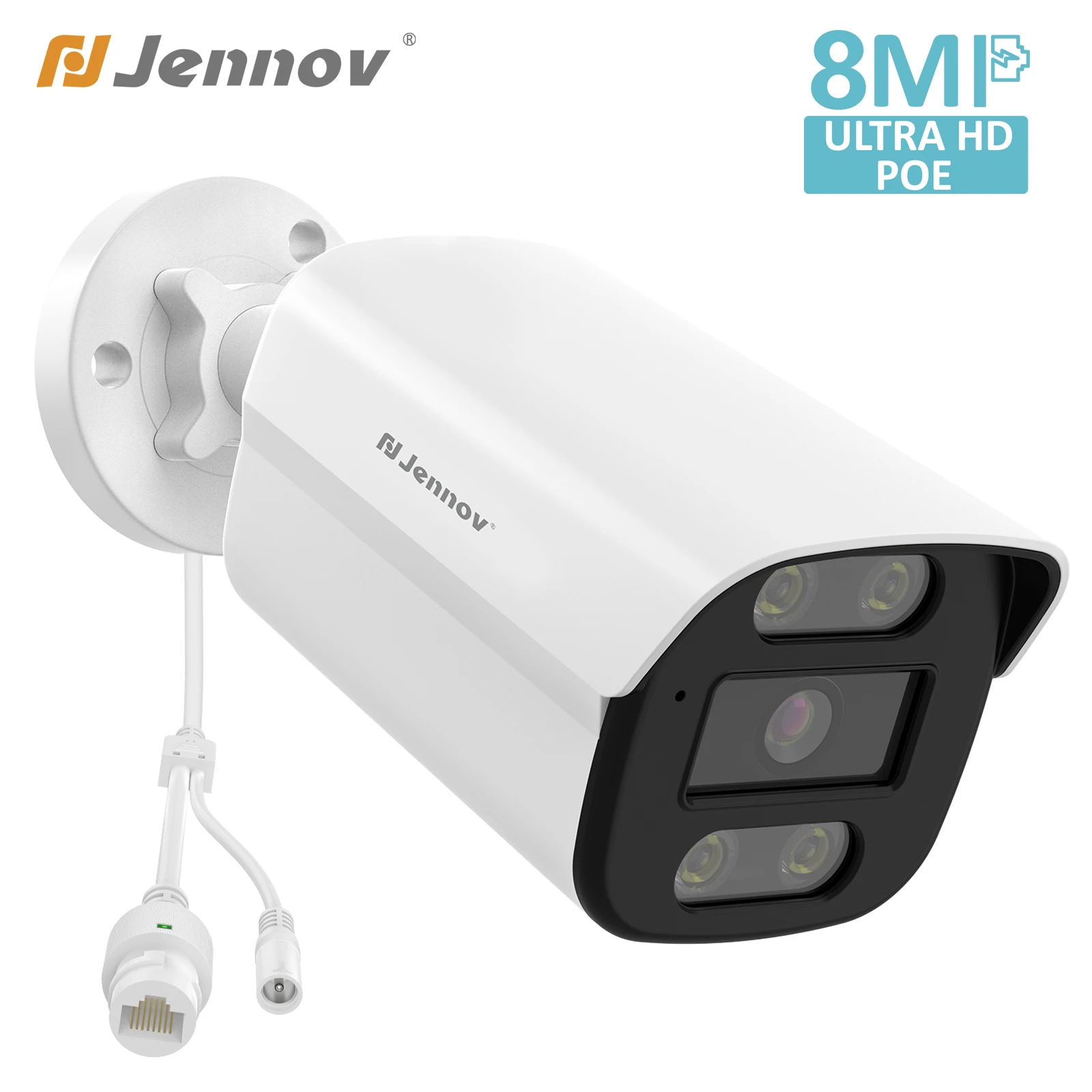

Jennov 8MP 4K POE IP Camera Outdoor Two Way Audio Home Security CCTV Human Detection Color Night Vision for ONVIF NVR System Kit