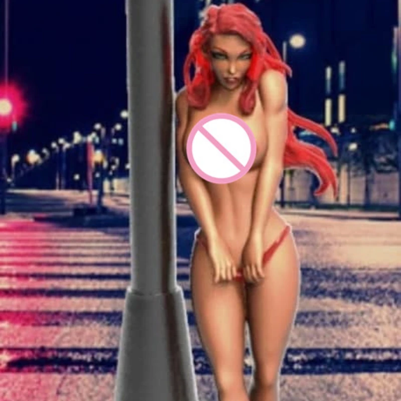 

Anime Resin Figure Girl Standing Under The Street Lamp 1/24 Scale Model Kit Miniatures GK Diy Unassembled Unpainted Diorama Toys