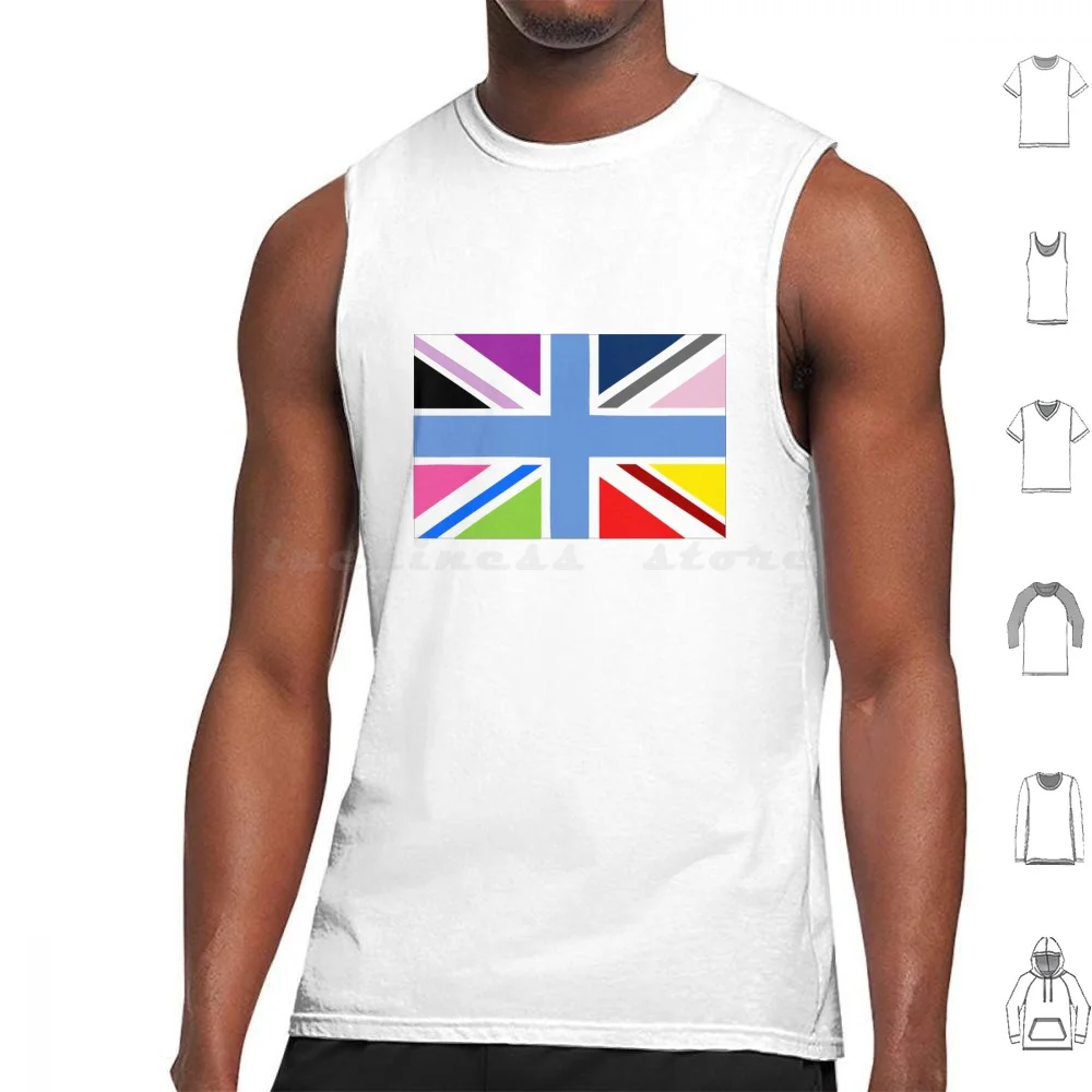 

Rainbow Union Jack Tank Tops Vest Sleeveless England Great Britain Rainbow Uk United Kingdom