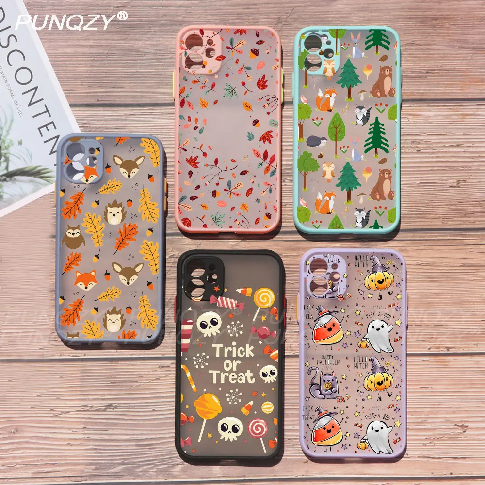 Autumn Cute Animal Fall Halloween Phone Case For iPhone 13 PRO MAX 12 pro 11 Pro Max XR XS MAX X 6S 8 7 Plus Silicone TPU Cover