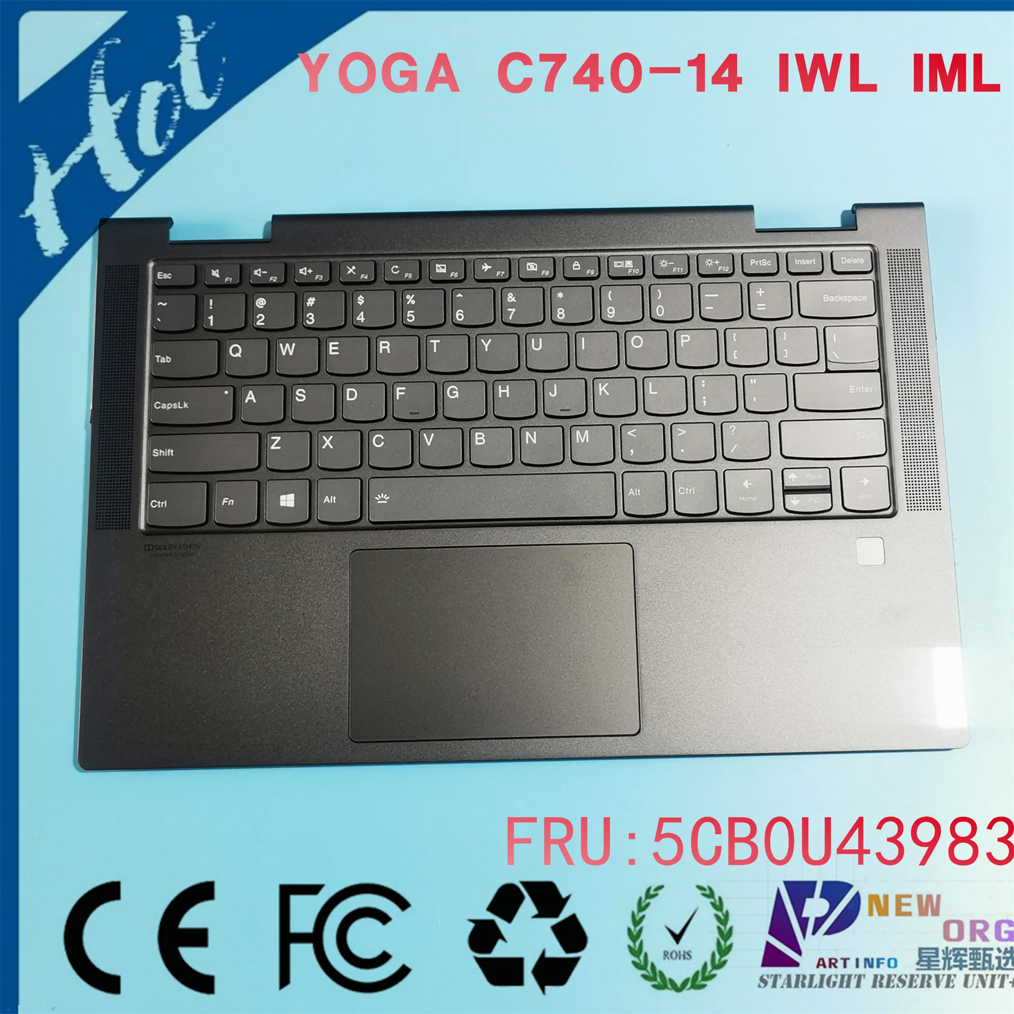 

Английская клавиатура с подсветкой для LENOVO YOGA C740-14 IWL IML series /w touchpad fingerprint GRAY 5CB0U43983