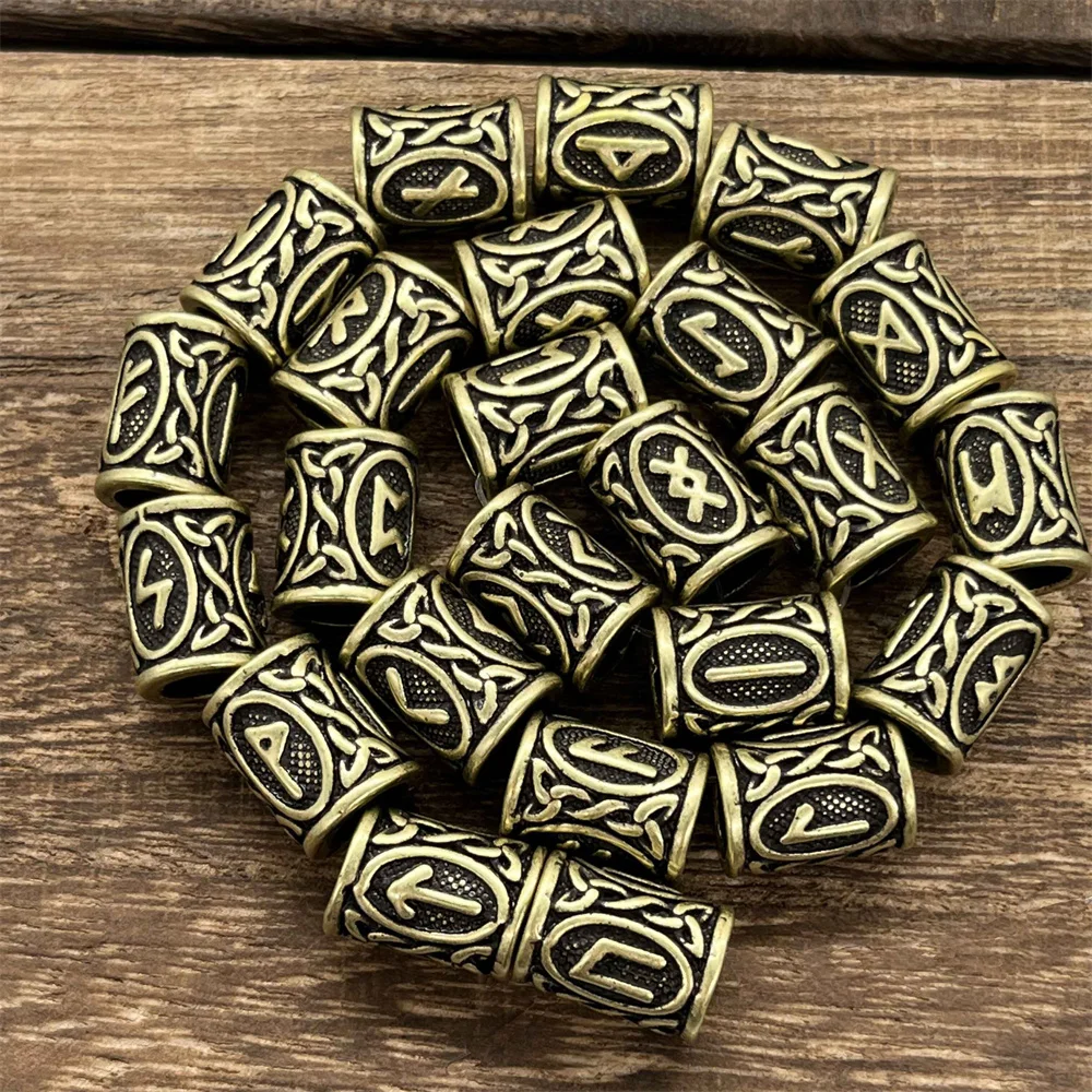 

1Pcs Norse Runes Letter Beard Hair Beads For Jewelry Making Diy Craft Supplies Bead Charms For Bracelets Viking Accessories