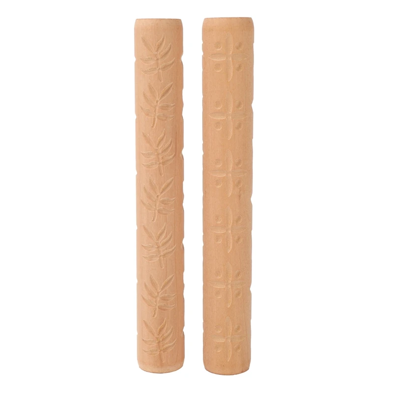 

2 шт. ролики для моделирования глины с цветочным узором 6,3 дюйма, глиняная Скалка, текстурированный ролик, деревянная ручка, инструменты для ...