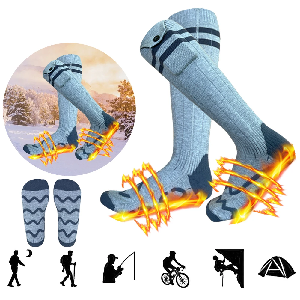 

Электрические нагревательные носки, перезаряжаемые умные нагревательные носки с аккумулятором, моющиеся носки для спорта на открытом воздухе, кемпинга, пешего туризма, катания на лыжах