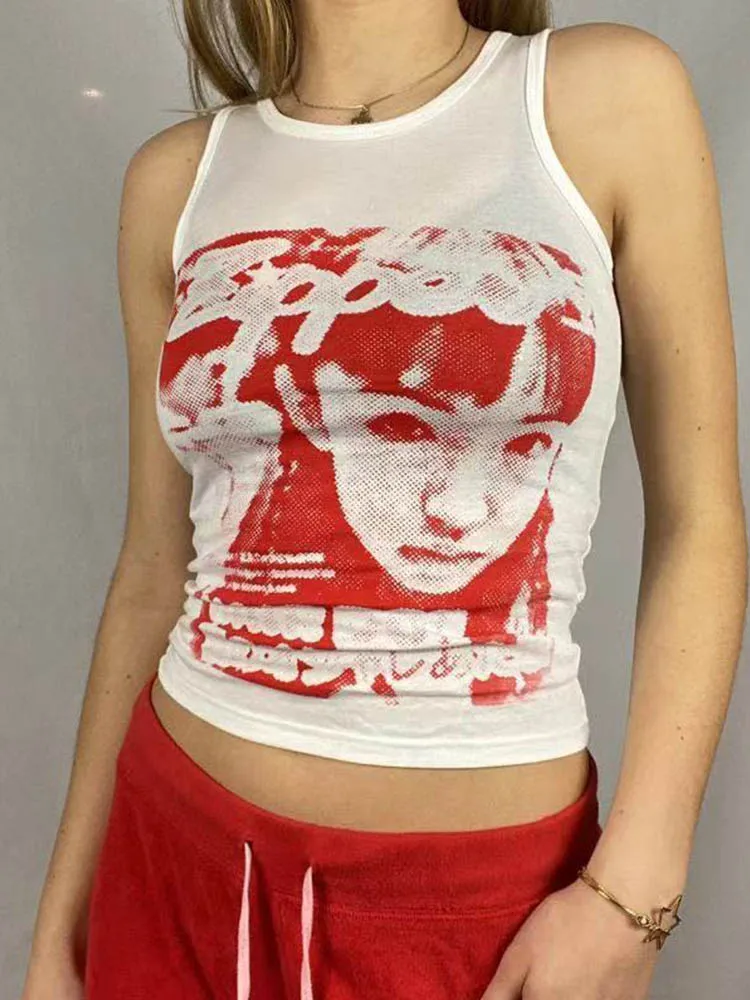 Женский короткий топ без рукавов готический винтажный Топ в стиле эмо с