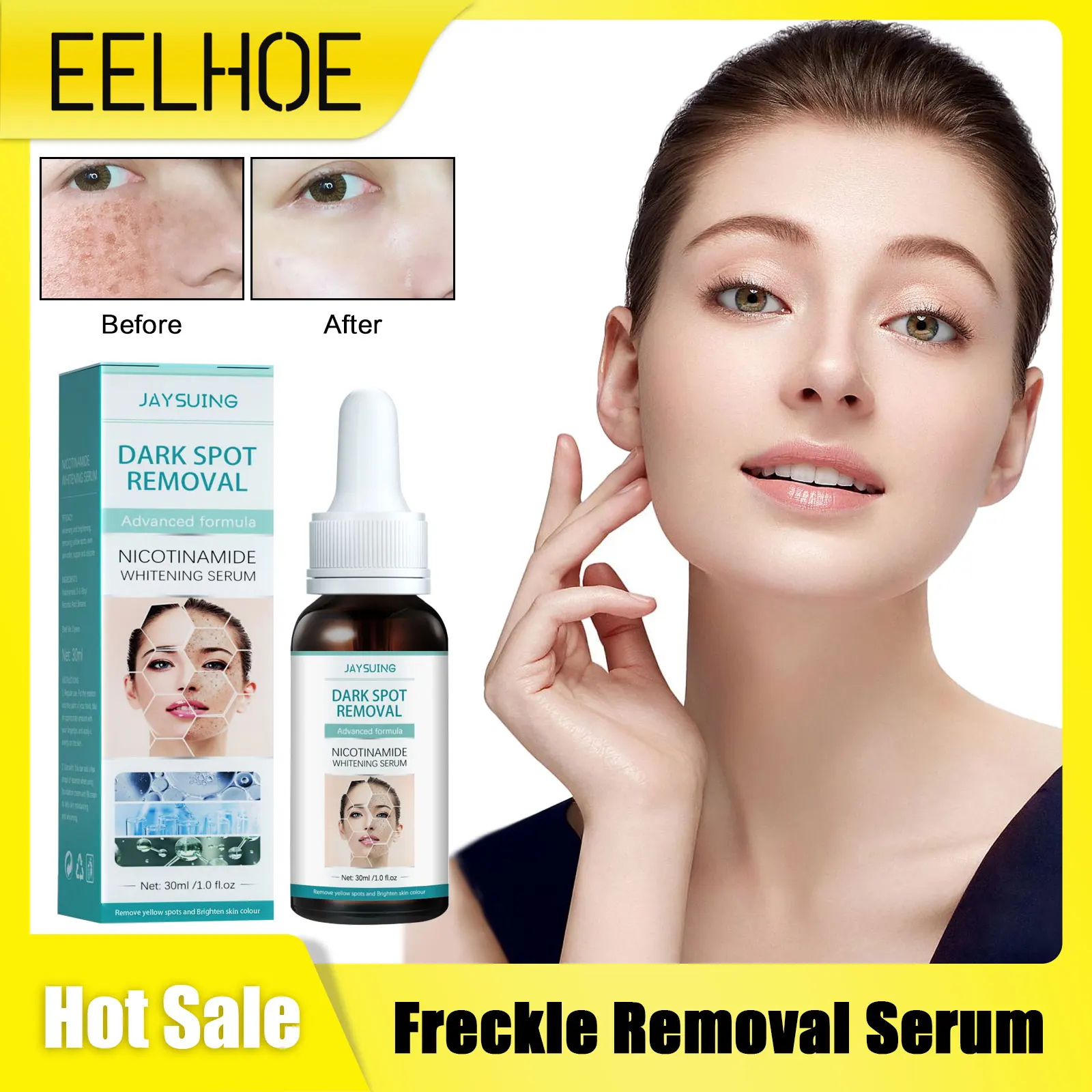

Freckle Removing Essence Reduce Pigmentation Fade Melanin Stains Pores Shrink Brighten Chloasma Whiten Dark Spots Remover Serum