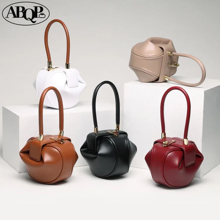 

Genuine Leather Bag Mochila Femenina Lady's Purse Handbag European And American Fashion Retro Wonton Dumpling Bag Satchel