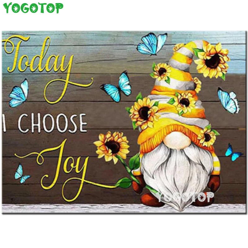 

5D DIY Santa Daimond Paiting Gnome Full Mosaic Butterfly Embroidery Sunflower Picture Of Rhinestone Home Decoration YY5964