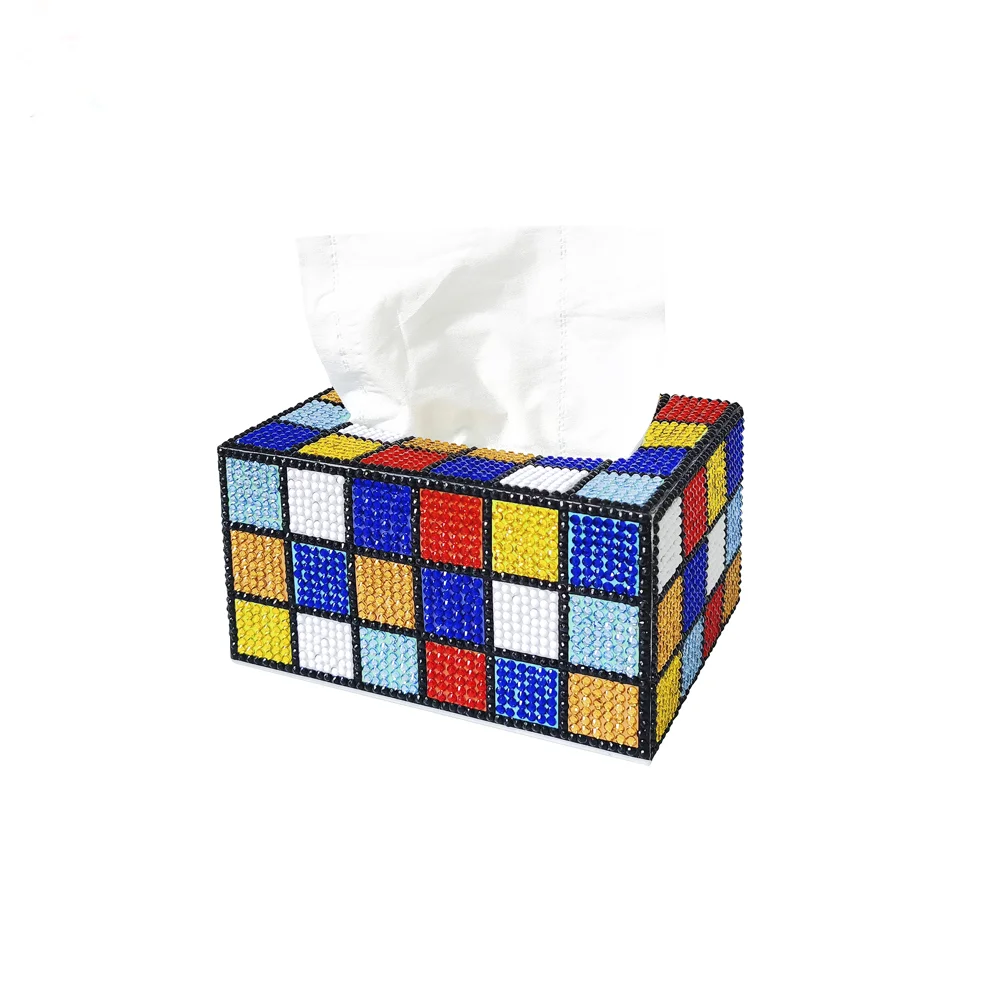 

diamond draw wooden cover decorated tissue boxes desktop table tissue boxes diy diamond painting handcrafts