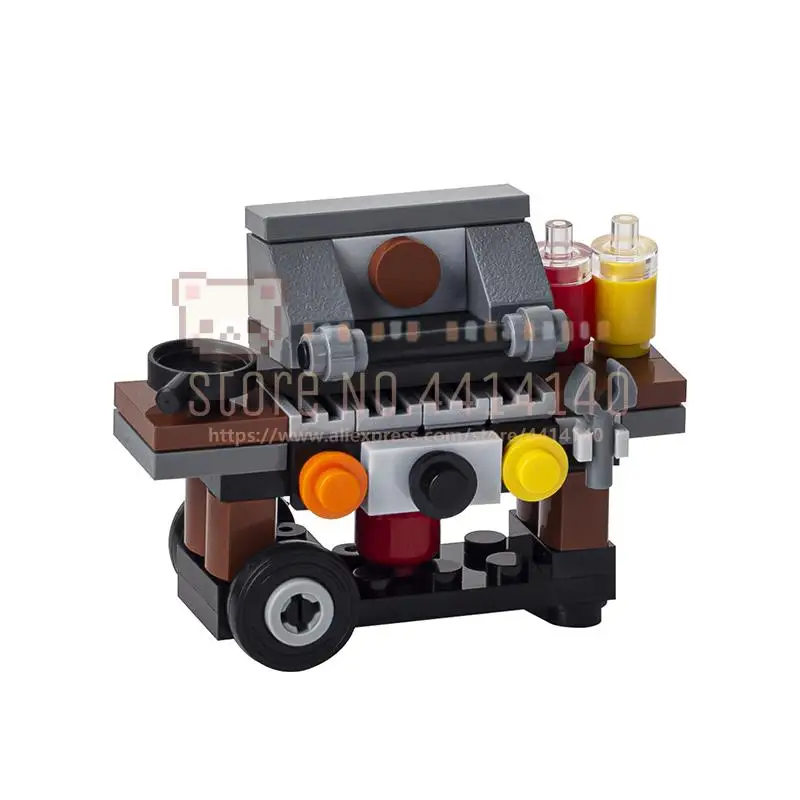 BBQ Party Scene Grill Furniture MOC Building Blocks City Family Barbecue Parts Creative Brick Education Toys For Kids Gift | Игрушки и