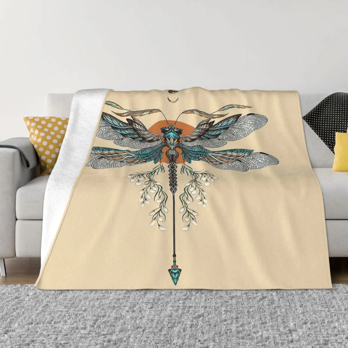 

Мягкое Флисовое одеяло с татуировкой Dragon Fly, модное портативное одеяло для спальни, не скатывается