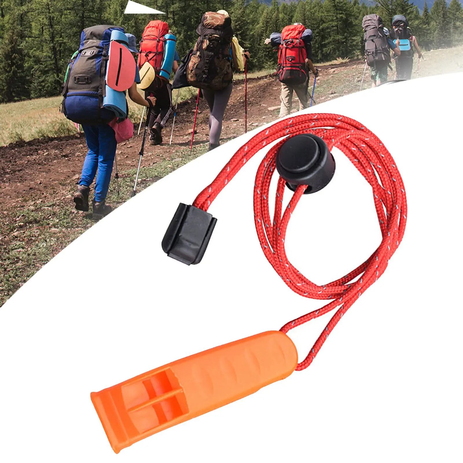 

Camping Double Pipe Plastic Safety Survival Whistles Rescue Emergency Marine Whistle With Adjustable Reflective Lanyard