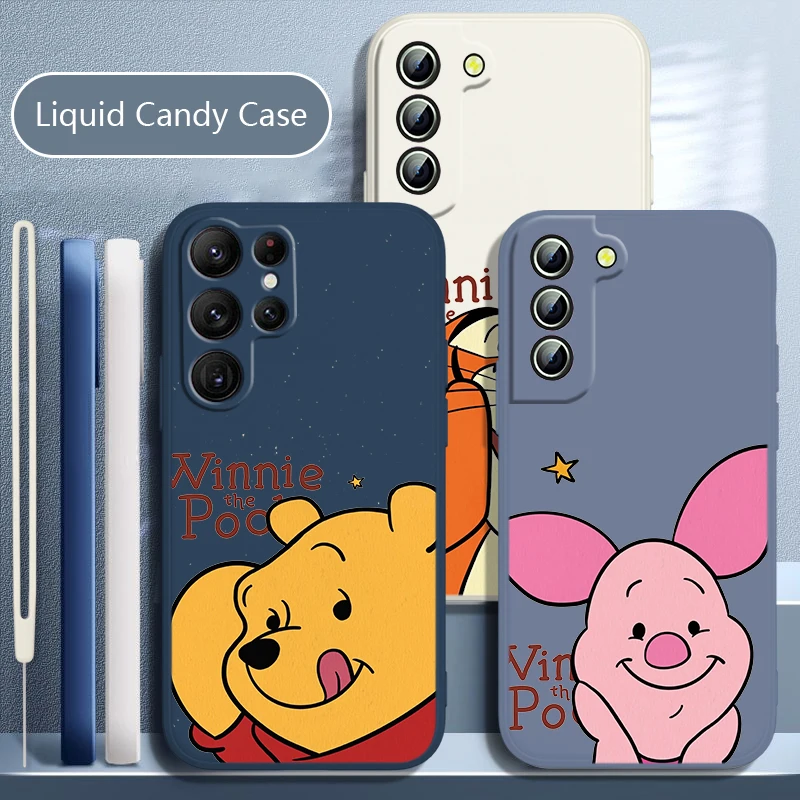 

Winnie the Pooh Cute Art Phone Case For Samsung Galaxy S23 S22 S21 S20 S10 S9 Ultra Plus Pro FE Liquid Rope Candy Shell Fundas