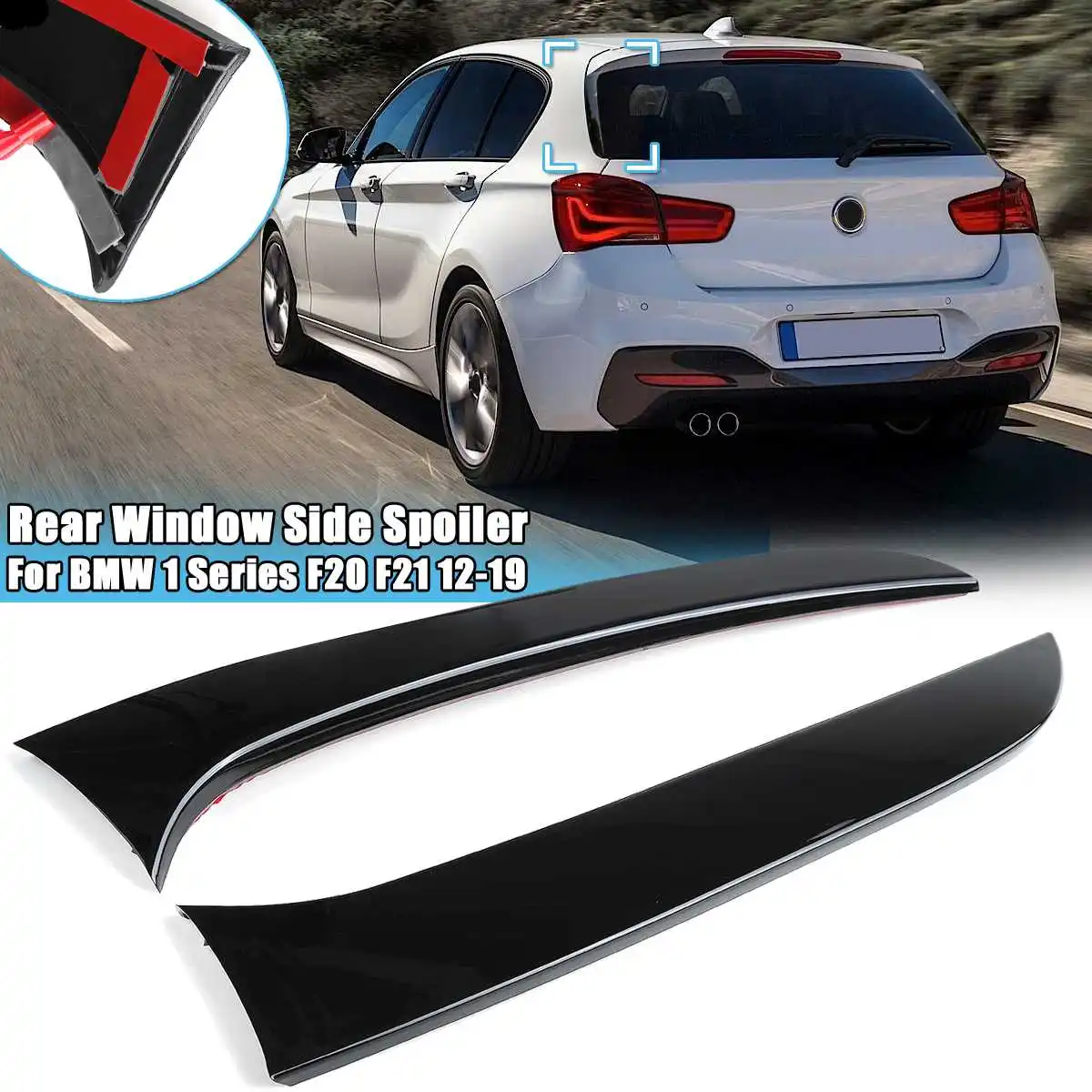 

Gloss Black Rear Window Side Spoiler Canard Canards Splitter For BMW 1 Series F20 F21 2012 2013 2014 2015 2016 2017 2018 2019