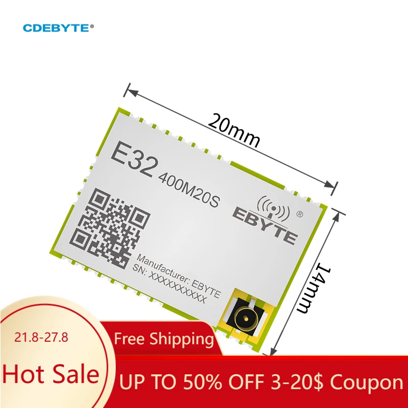 

SX1278 LoRa 433MHz 470MHz DIY Wireless Spread Spectrum Module Ebyte E32-400M20S Long Range 5km 20dBm IoT Low Power Consumption