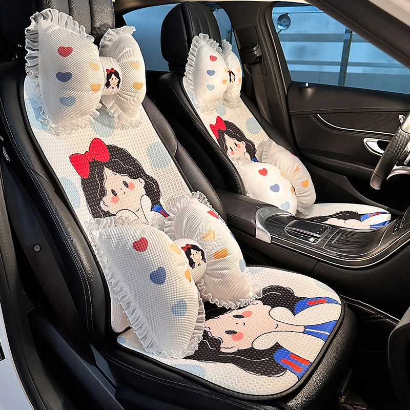 

New Arrival Caartoon Cute Girl Ice Silk Four Seasons Universal Comfortable Lumbar Support Car Waist Neckpillow