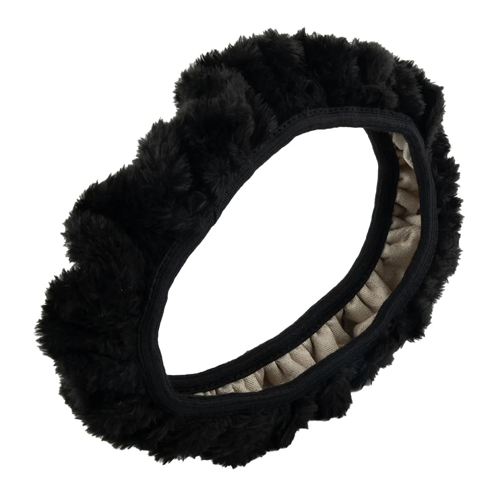

Natural Plush Steering Wheel Cover Car Decor Decoration Decorations Faux Plush Replacement Soft Tool Universal