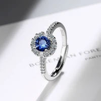 diwenfu 100 925 sterling silver sapphire ring for females anillos de silver 925 jewelry wedding sapphire gemstone open ring box