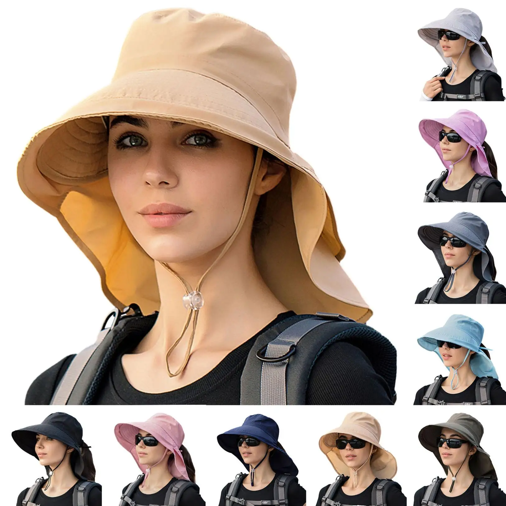 

Шляпа от солнца для женщин, уличная шапка для рыбалки с 50 + отверстиями для конского хвоста, шаль на шнурке, быстросохнущая шапка, Пляжная шапка для походов